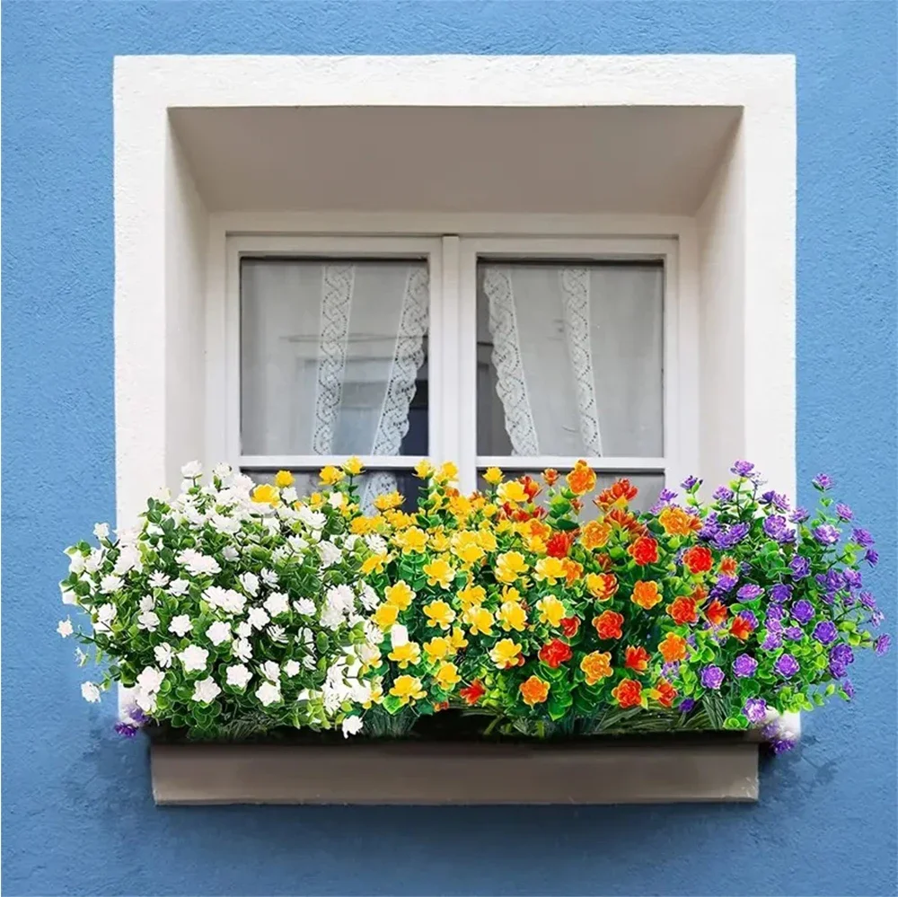 1 Bündel künstliche Blumen im Freien, grüne Sträucher, Pflanzen, künstliche Blumenwand für Büro, Zuhause, Wohnzimmer, Hochzeit, Gartendekoration – Detail 21