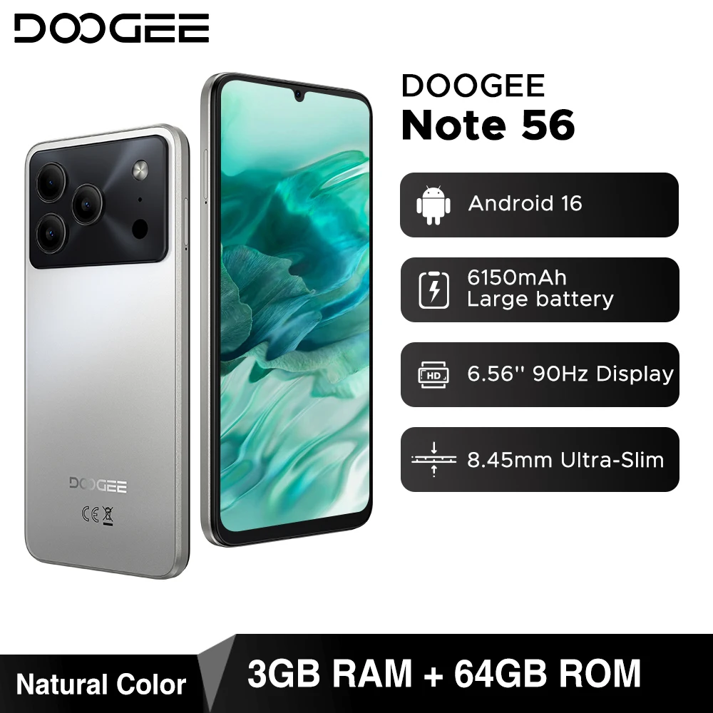 Global Version DOOGEE Note 56 Smartphone Android 16 6150mAh Large