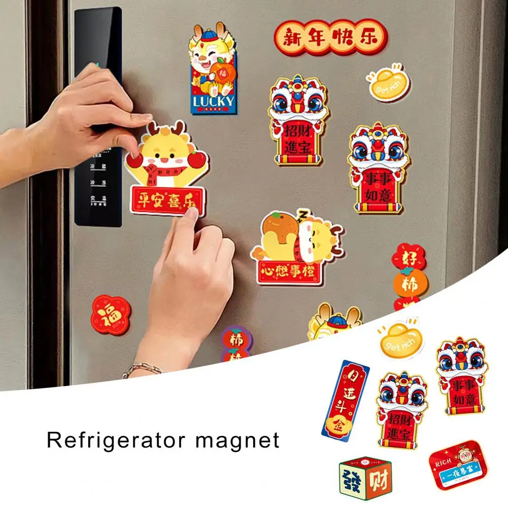 

Good Luck Refrigerator Magnet 2024 Year of Dragon Fridge Magnets Festive Chinese New Year Decor for Indoor Outdoor for Chinese