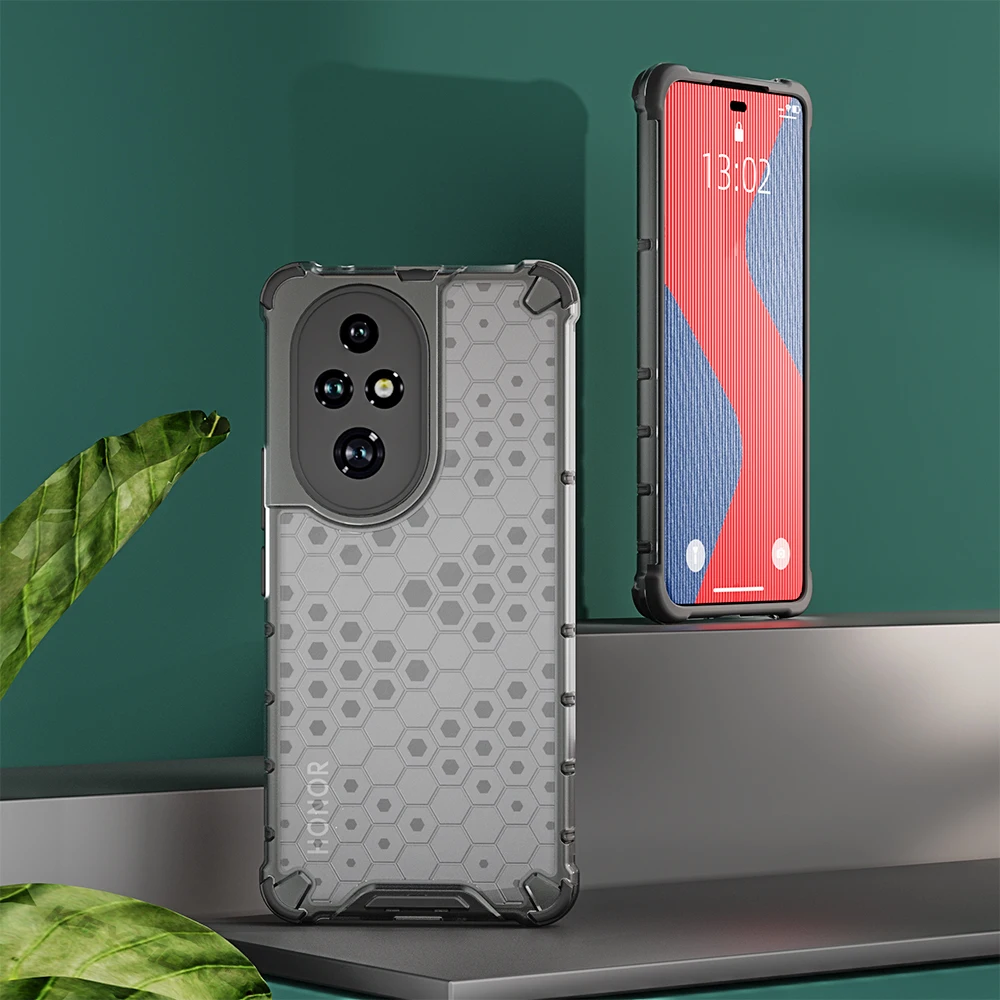 Shockproof Armor Phone Case - Transparent Honeycomb Design with Soft Silicone and PC
