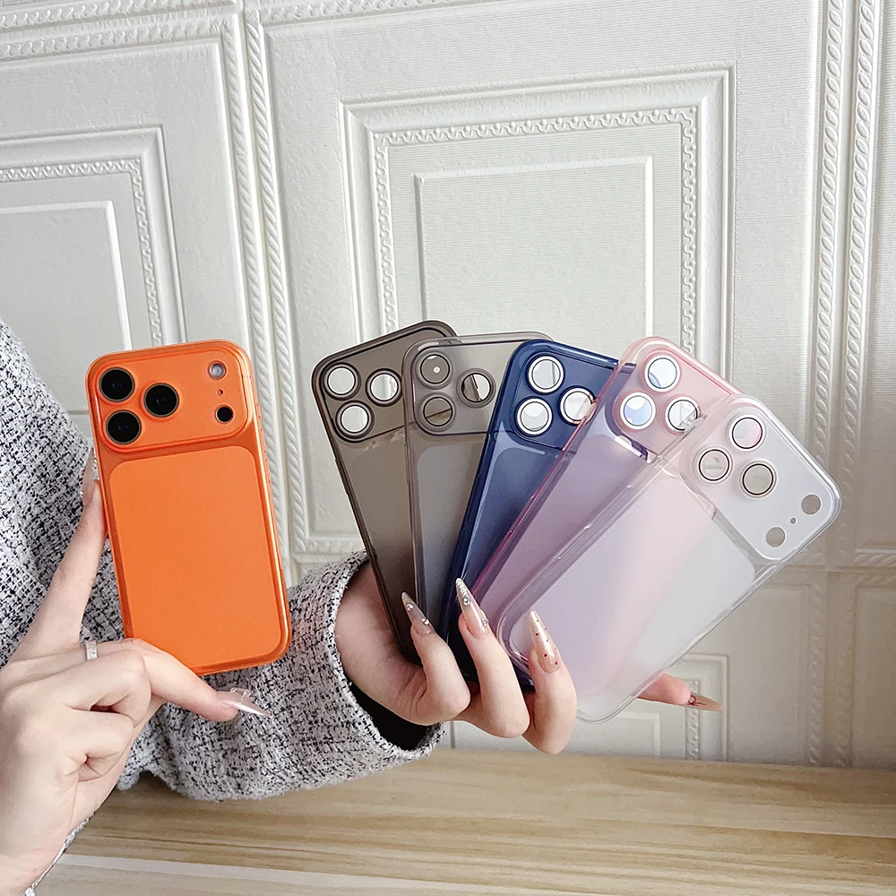 รูปสินค้า เคสซิลิโคนนิ่มบางเฉียบ ปกป้องกล้อง iPhone 17 Air 16 Pro Max สีส้มด้านลูกกวาด