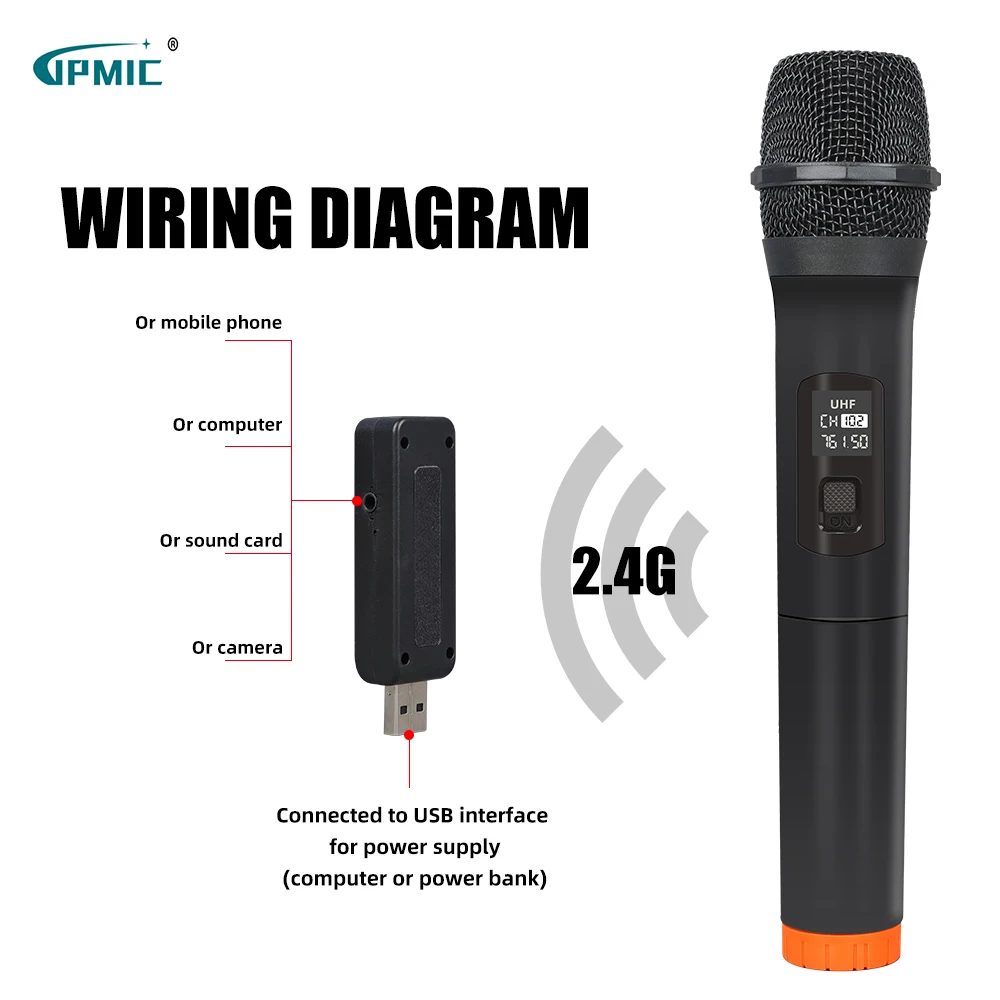 무선 핸드헬드 노래방 마이크, 충전식 배터리가 있는 범용 무선 마이크, 노래 마이크, 2.4G