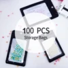 100pcs Matte Black White Mylar Flat Zip Lock Plastic Package Bags Smell Proof Aluminum Foil Plastic Zip Bag Pouches with Window 6