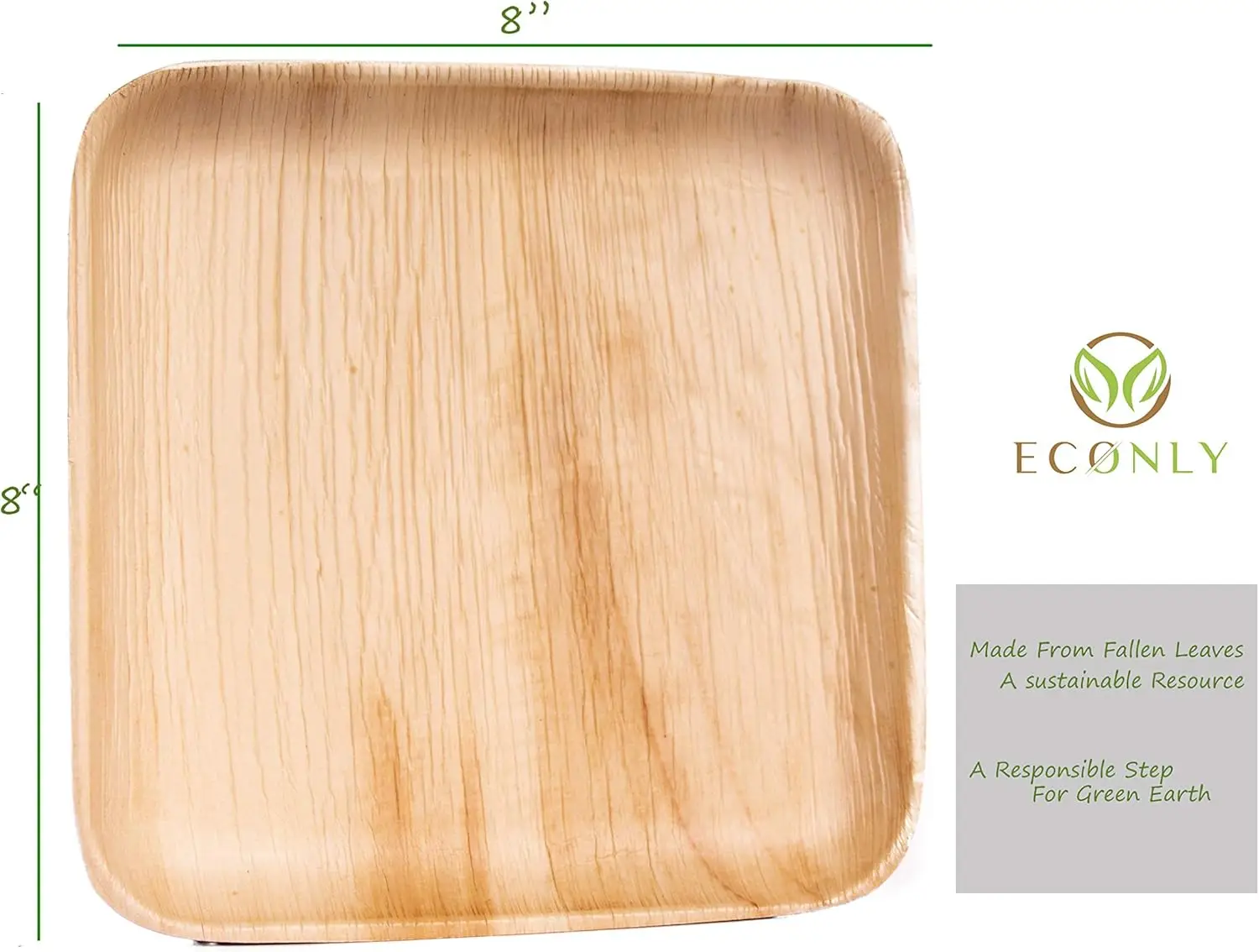 Disposable Party Plates Square 8" [200] Eco Friendly Palm Leaf Plates Biodegradable For Party,BBQ,Camping,Wedding Bamboo