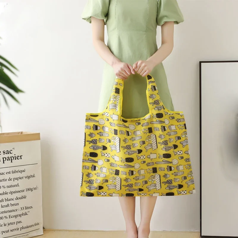 Eco-Friendly Reusable Foldable Tote Bags - Large, Heavy-Duty, Washable Cloth Grocery Bags