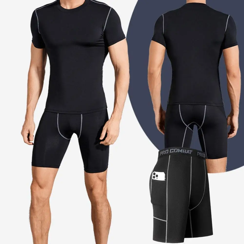 

Compression Shorts Men Gym Workout Quick Dry Shorts Fitness Running Fitness Shorts Tight Training Sport Shorts Pocket S-XXL
