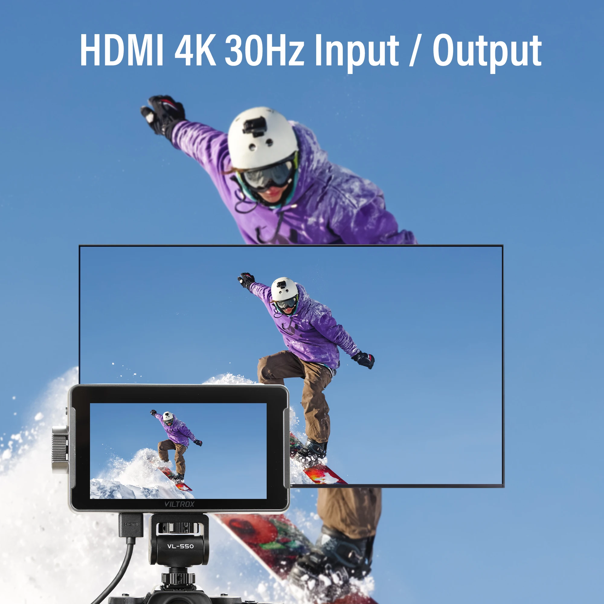 Фото VILTROX DC-550 Ultra Clear Display 5,5 дюймов профессиональная камера Studio 4K 30 Гц HDM монитор с сенсорным экраном 3D LUT Director Monitor №5