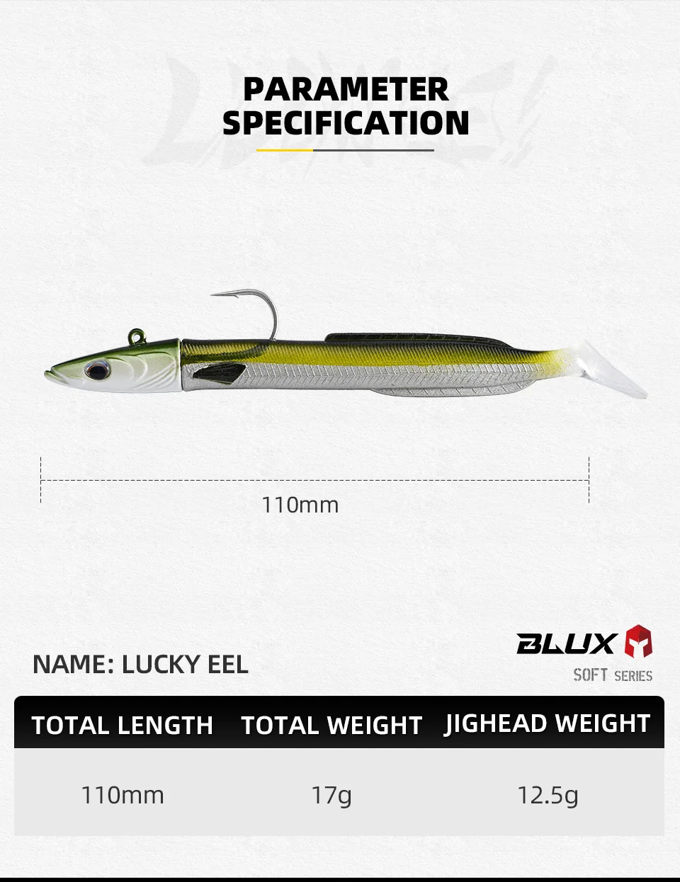 BLUX Happy Sandeel 11 cm 17 g weicher lebender Aal-Angelköder, Paddelschwanz, Jigkopfhaken, Vinyls, Vibration, künstlicher Köder, Salzwasser-Ausrüstung – Detail 2