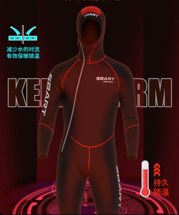 3mm Men Neoprene Hooded Wetsuit Surfing Swimming Diving Suit Wet Suit for Cold Water Scuba Snorkeling Spearfishing