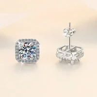 Diamond Earrings Mosonite Earring Square Bag Earrings marry Jewelry simple and fashionable party, Valentine's Day gift - Image 3