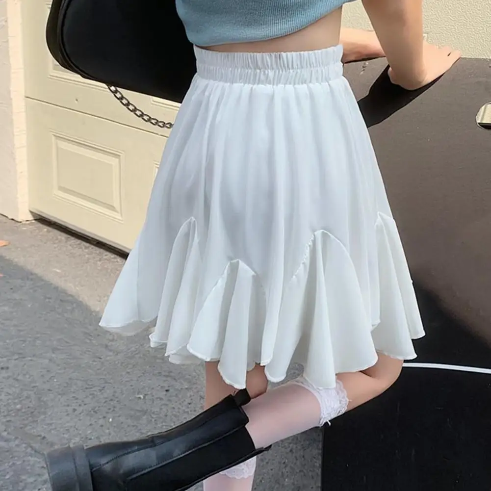 

Puffy Mini Skirt Elastic High Waist Mini Skirt Collection A-line Puffy Fluffy Styles for Wear Chic Looks Sweet Ruffled Skirt