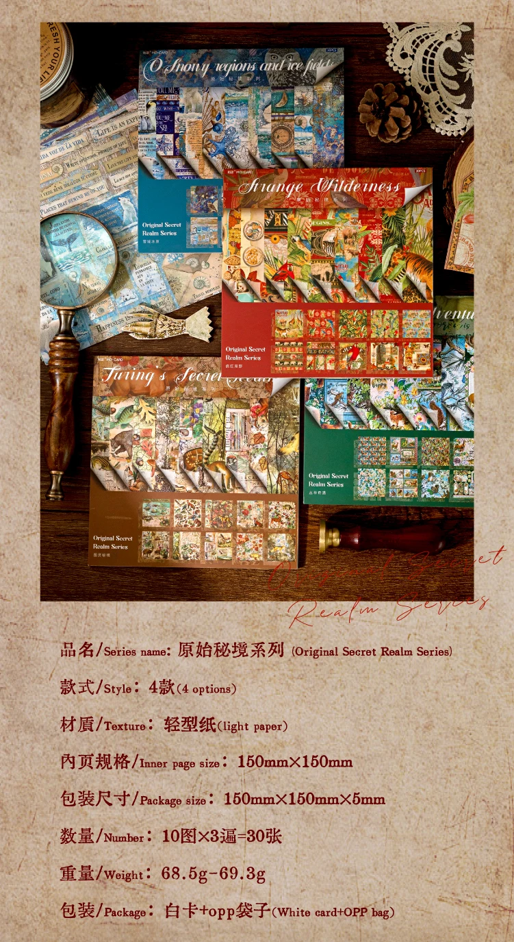 30 Blatt Dekor Scrapbook Vintage Materialien Papier Combo Kit DIY Junk Journal Collage Fotoalbum Retro Hintergrundpapier – Detail 2