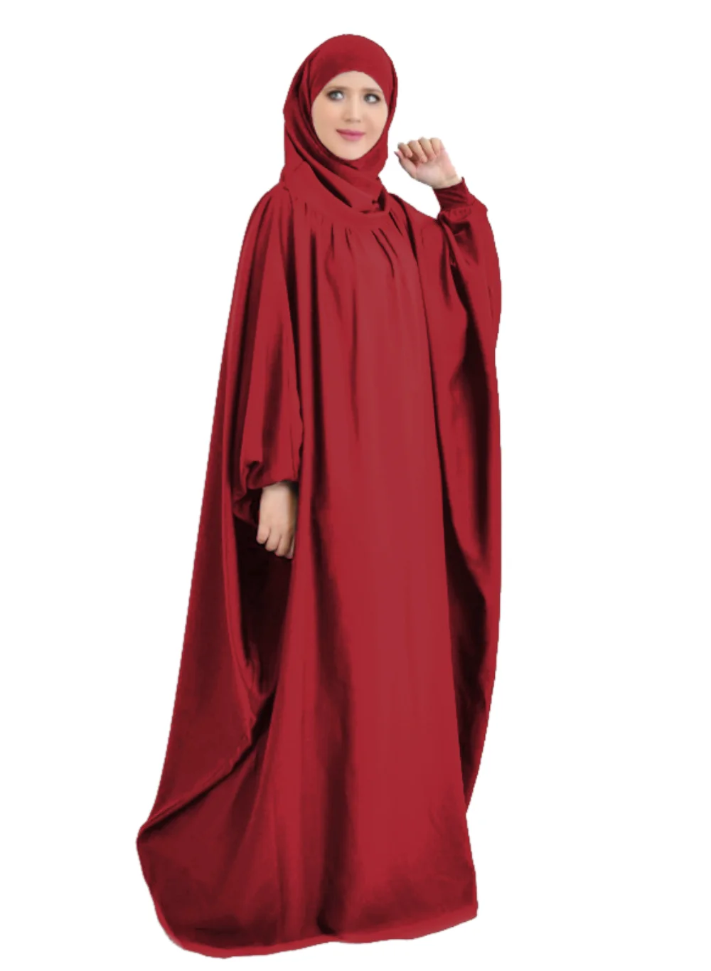 

Jilbab Abaya Women Bat Sleeve Khimar Prayer Hijab Dress Caftan Muslim Islamic Clothing Ramadan Hooded Long Robe Women's Abayas