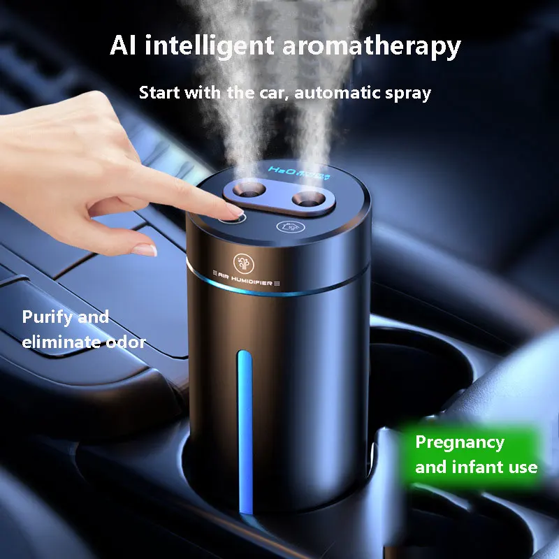 Dual Spray Car Air Humidifier Vehicle Aluminium Alloy USB Charging Mini Essential Oils Diffuser Air Freshener