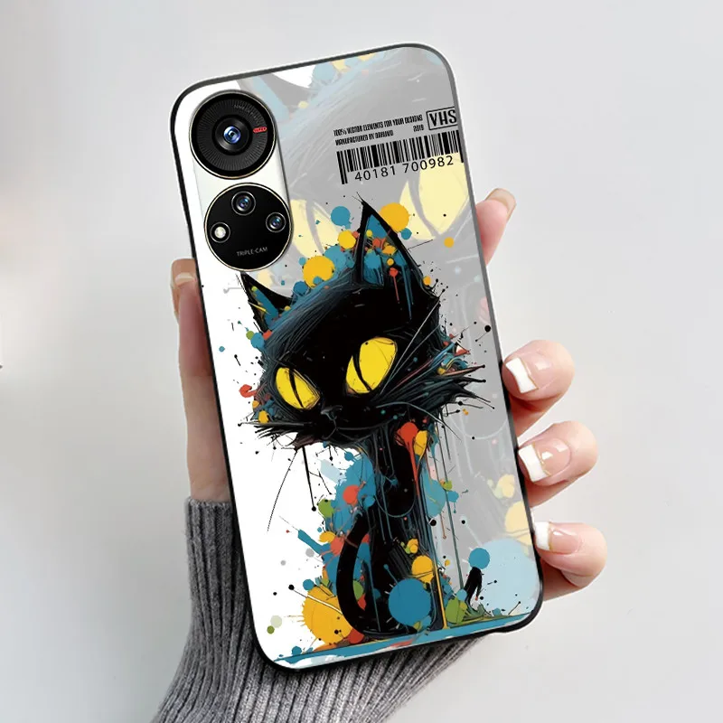 Cute Cartoon Soft Silicone Protective Phone Case - Black