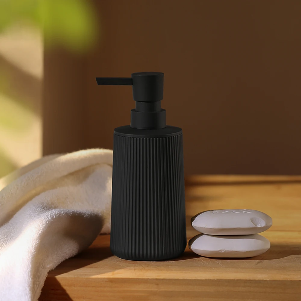 Hand Soap Dispenser for Bathroom and Kitchen Modern Farmhouse Striped Style Plastic Matte Black,soap dispenser,soap dispenser bottle,foaming soap dispenser,hand sanitizer dispenser