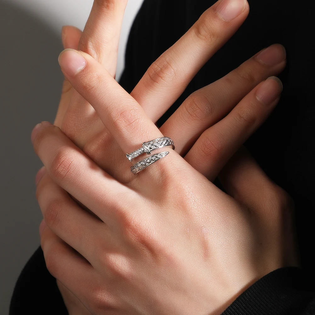 Uwin Sword Rings, Iced Out Square Rings, Rapper Style Jewelry