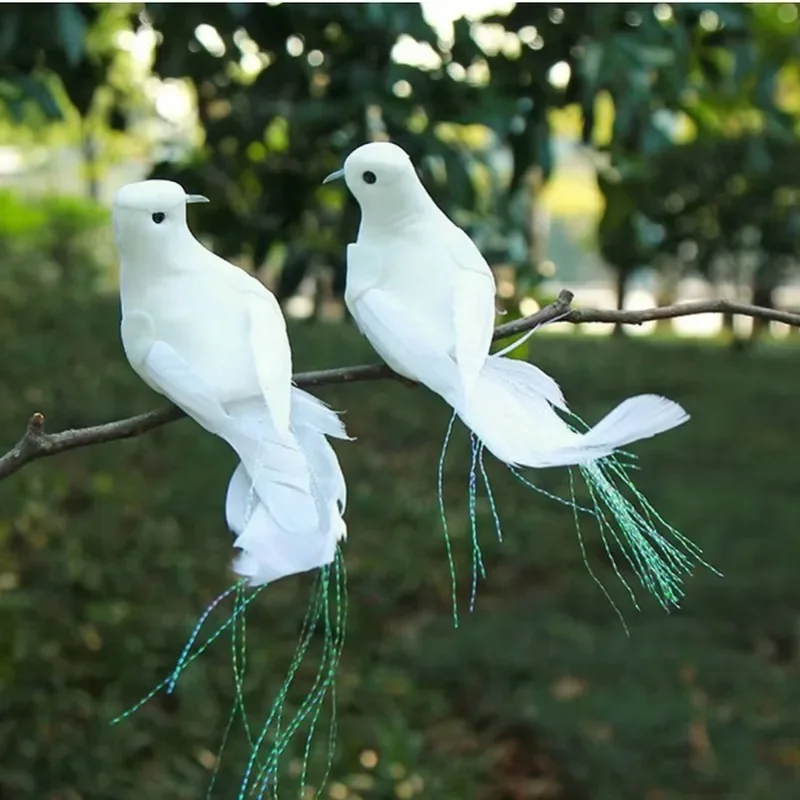 Lot De 4 Oiseaux Décoratifs En Mousse Et Plumes Avec Clips - Assortis (rose, Orange, Jaune, Vert)