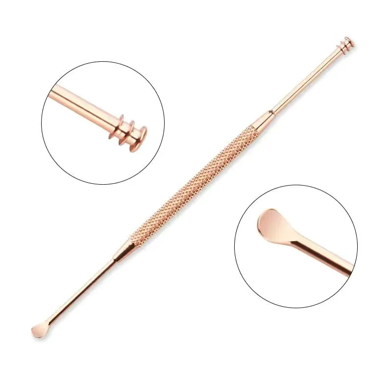 Rose Gold Stainless Steel Ear Pick Ear Wax Cleaner Earwax Digging Tools Spiral Ear Scoop Curette Spoon Care
