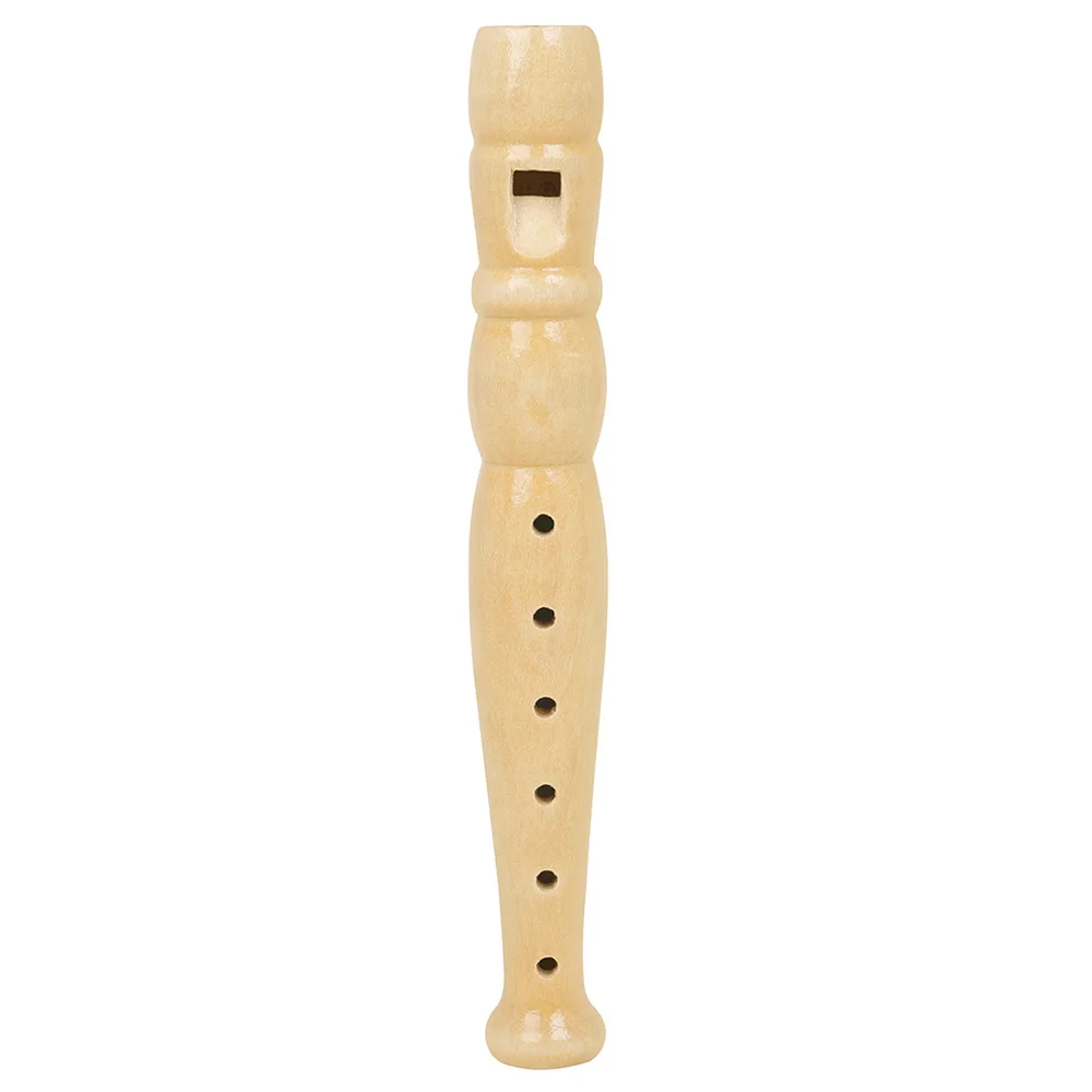 6 Holes Solid Wood Recorder Wood Colored Flute Applicable to Orff Flute Instruments for Enlightenment Education