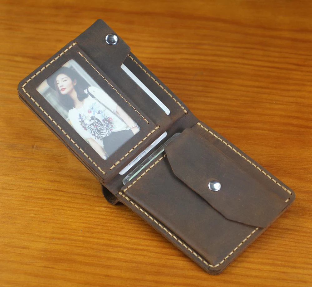 Luxury Handmade 100% Genuine Leather Men Wallet Purse Short Money Clip with Coin Pocket Male Money Bag Multi-Card Wallet Vintage 4