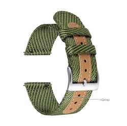 Versatile Nylon Canvas Watch Strap - Quick Release Bracelet for Men & Women (18mm, 20mm, 22mm) (Green)