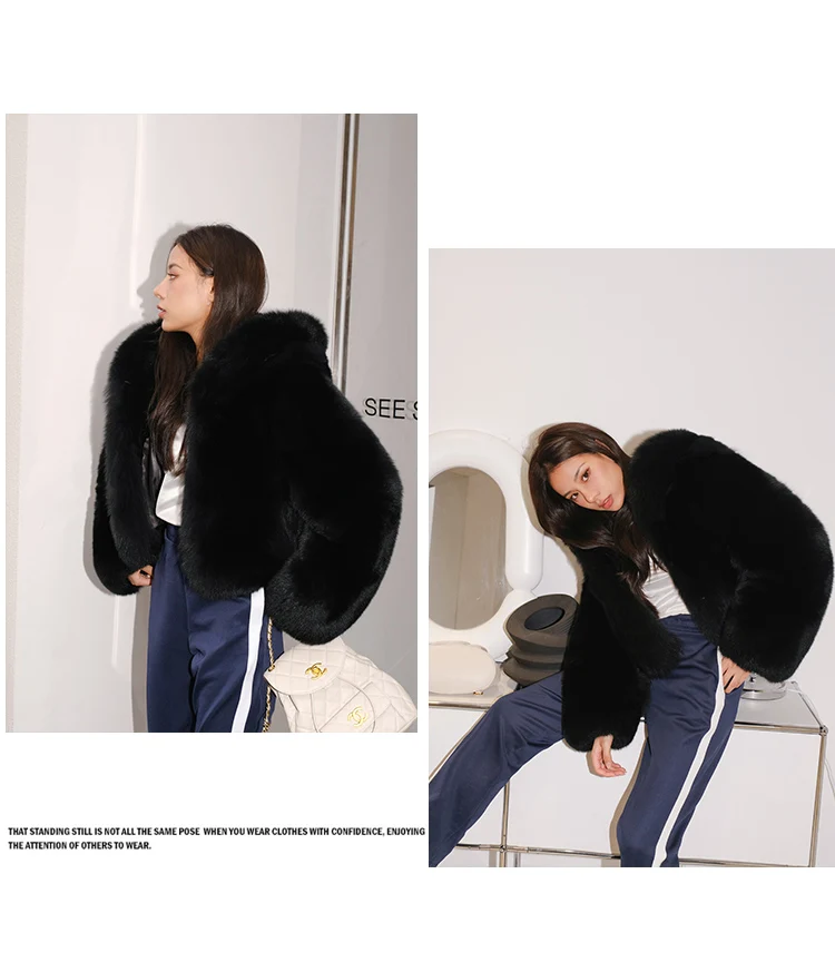 Ladies Short Fox Fur Coat Multicolor Coat Young Fashionable Age Reduction