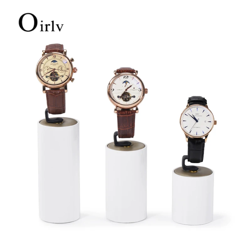 Oirlv Wooden Watch Holder White Painted Jewelry Display Stand White Wood Watch Stand White Wooden Stand For Wrist Watch Display