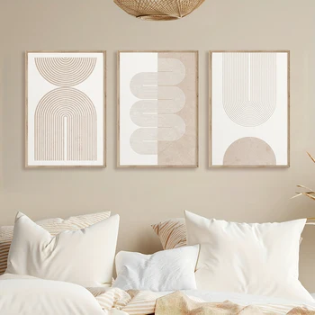 3 pezzi stampe su tela astratte geometriche moderne poster neutro beige stile artistico europeo per soggiorno decorazioni per la casa poster artistici regali 1