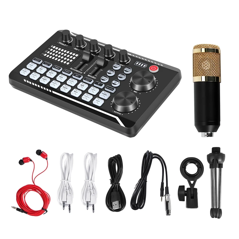 

F998 Sound Card Kit,BM-800 Microphone Kit,With Live Sound Card,Audio Mixer Condenser PC Gaming Mic,For Streaming/Games
