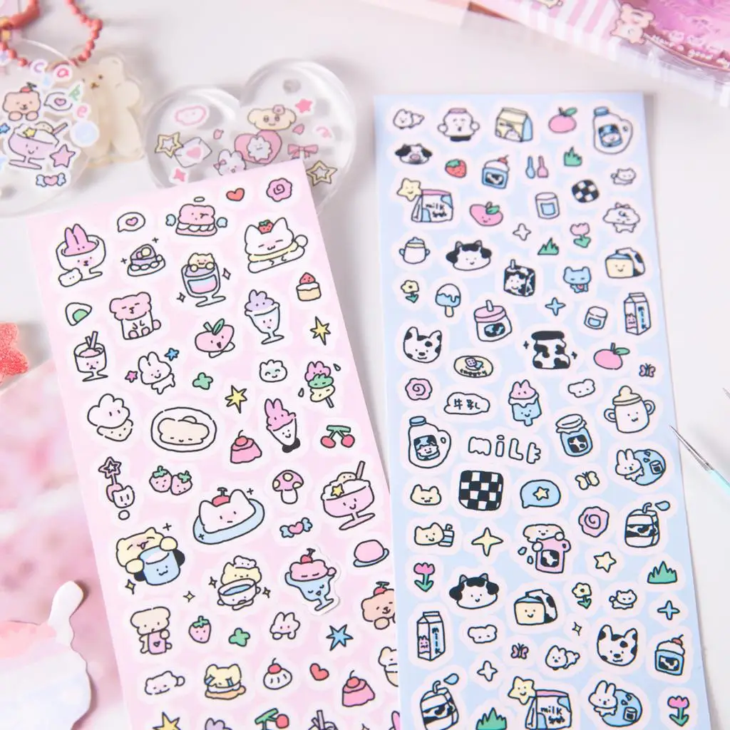 Cute Animal And Food Themes Mini Stickers Aesthetic Phone Laptop Kawaii Labels Handmade Hand Account Art Notebooks Scrapbooking