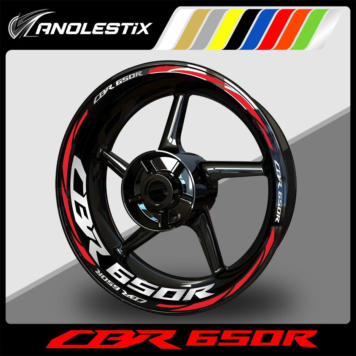 AnoleStix Reflective Motorcycle Wheel Sticker Hub Decal Rim Stripe Tape For Honda CBR 650R 2014 2015 2016 2017 2018 2019 2020