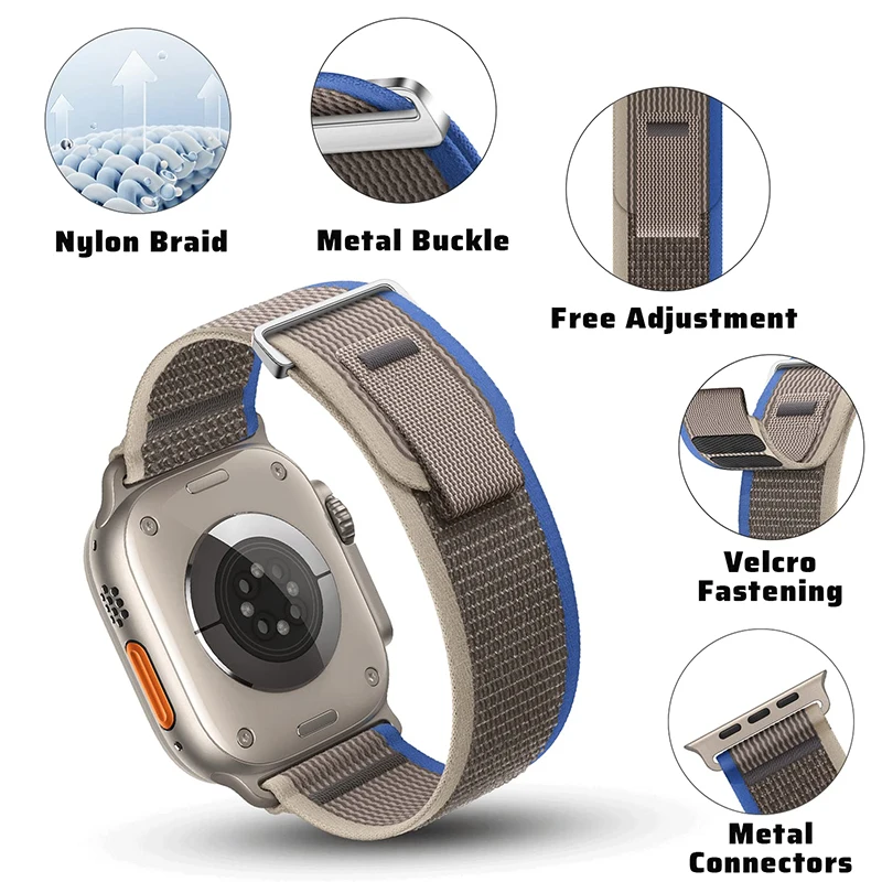 애플 워치 밴드용 트레일 루프, 49mm, 44mm, 40mm, 45mm, 41mm, 42mm, 44 45mm, 49mm, 아이워치 울트라 시리즈 9, 8, se, 7, 6, 3 스트랩