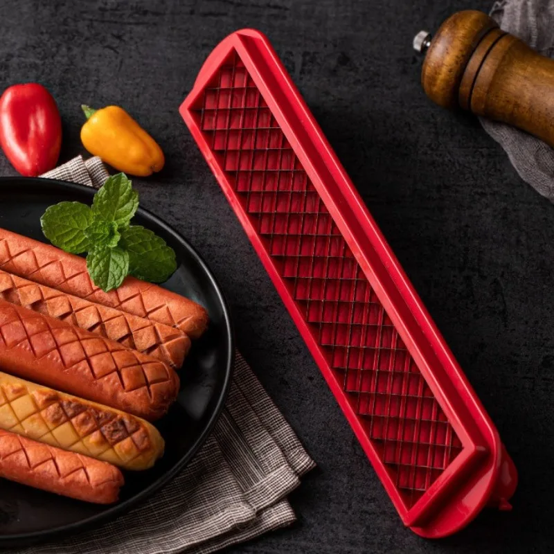 New Stainless Steel Multifunctional Hot Dog Slicer, Sausage Cutting Machine, Precision Mesh Kitchen Tool Hot Dog Cutters