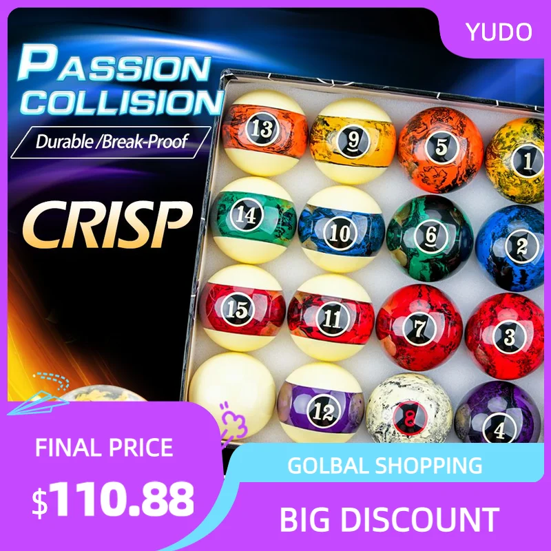 AXD Balls Set 16pcs Billiard Pool Resin Balls 57.2mm Marble Pattern