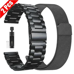 Premium Stainless Steel and Milanese Mesh Watch Strap - Elegant Metal Bracelet Design, Set of 2 - 22mm (Black)