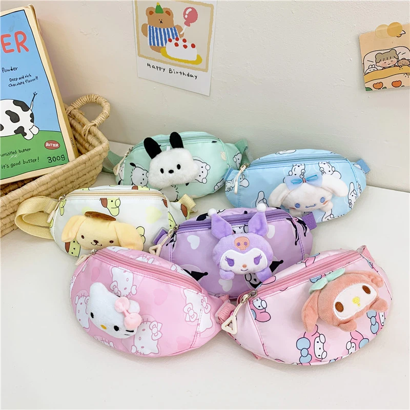 

Cinnamoroll Crossbody Bag Sanrio Shoulder Bag Waist Kuromi Storage Pouch My Melody Chest Bag Hello Kitty Coin Purse Kid Girl Toy