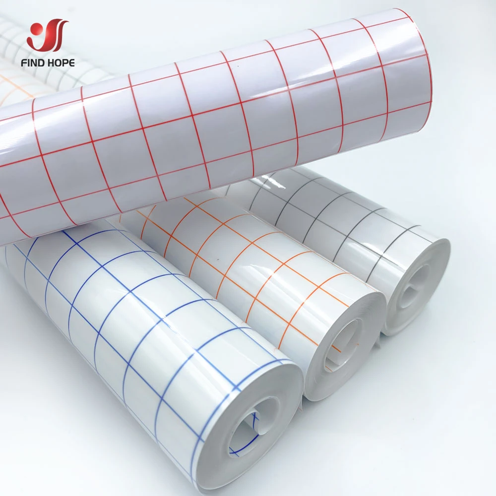 12 x 196 Inch Batch Clear Vinyl Application Tape Blue/Red Alignment Grid For Car Wall Craft Art Decal Transfer Paper Adhesive