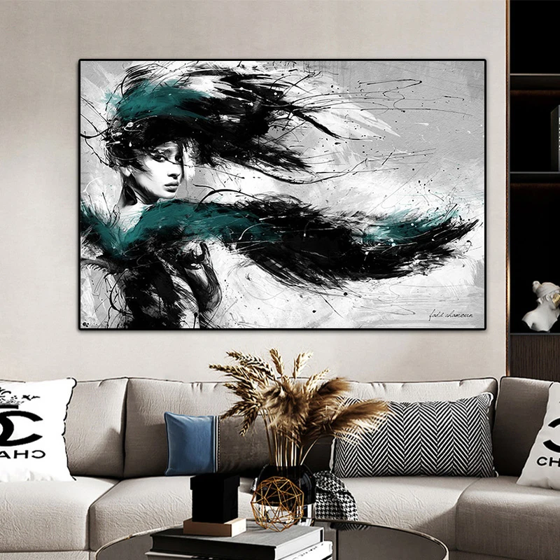 

Abstract Women Posters and Prints Modern Color Line Portrait Canvas Painting Wall Art Picture for Living Room Home Decoration