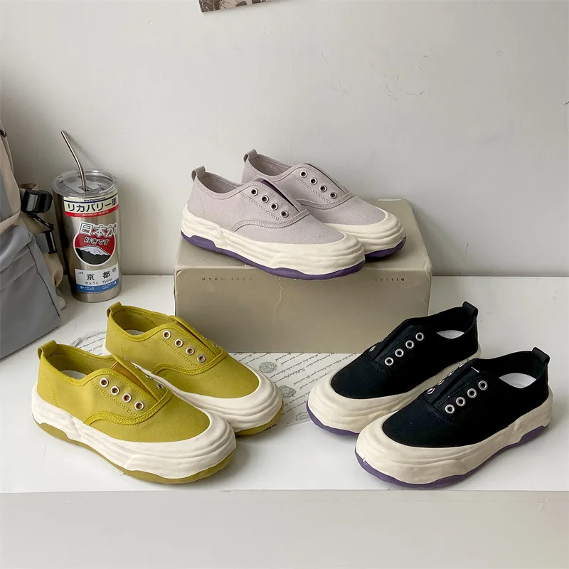 Casual Canvas Shoes Women Sneakers 2022 Summer Lace Up Breathable Non Slip Platform Ladies Flats Shoes Comfortable Female Shoes