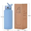 1L Sports WATER BOTTLE With Handle And Straw Stainless Steel Large Capacity Vacuum Flasks Drinkware Large Mouth GymThermos CUP 5