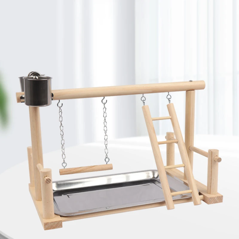 

Solid Wood Parrot Stand Stand Bird Training Stand Frame Toy Supplies Desktop Bird Training Stand Parrot Interactive Playground