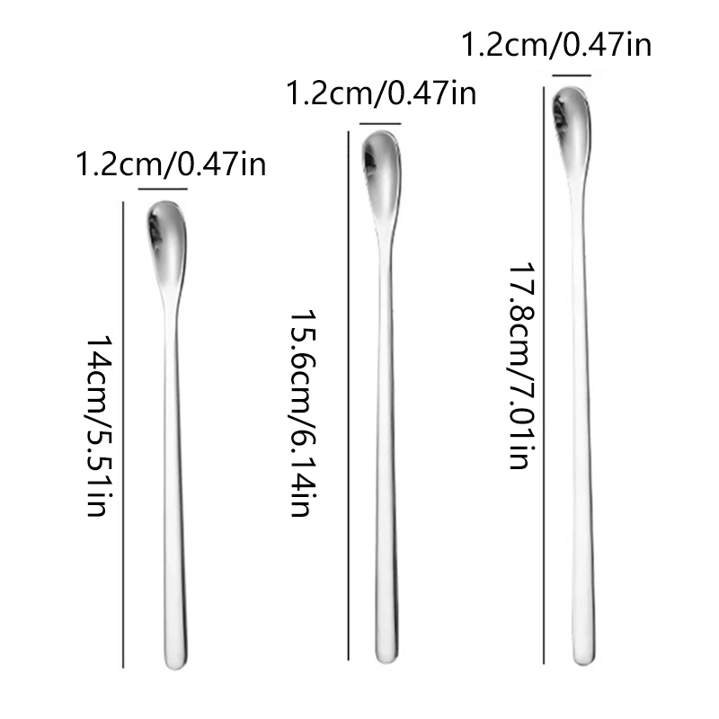 Stainless Steel Coffee Spoon Ice Cream Dessert Tea Stirring Spoon For Picnic Kitchen Accessories Bar Tools Long Handle Spoon