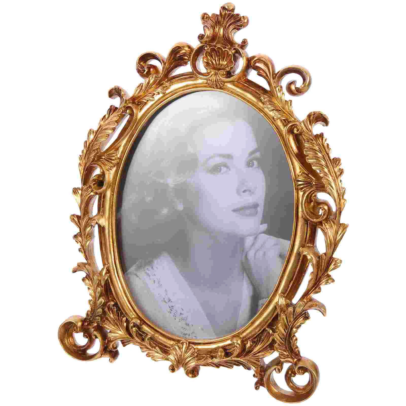 

Vintage Baroque Oval Photo Frame Table Picture Frame Ornate Photo Display Holder for European Style Home Table Decor 8 inch
