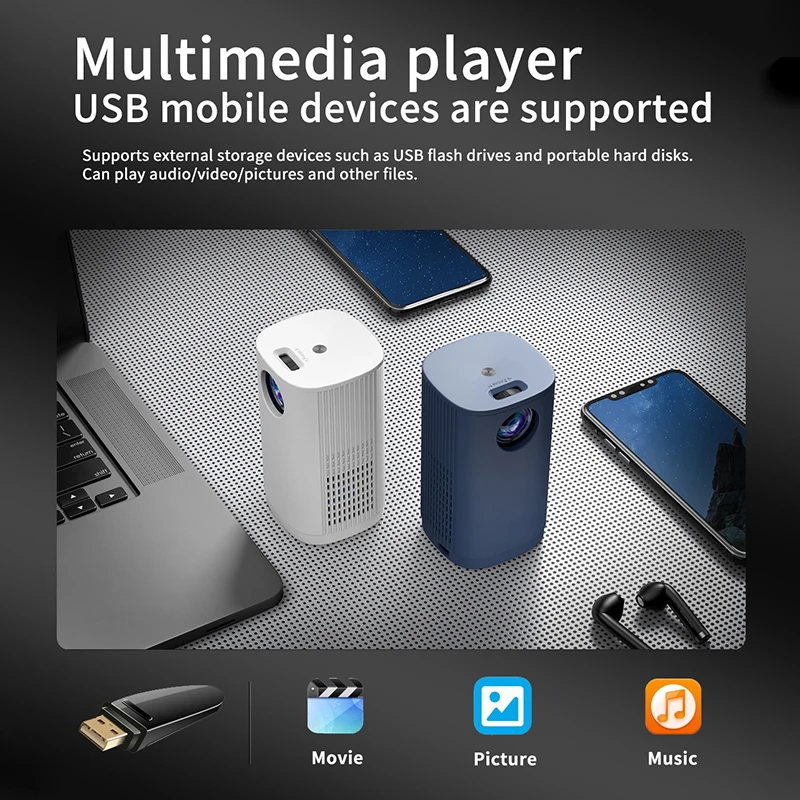 T1 Mini Projector 480*360 Support 1080P 1000:1 Contrast USB For Phone Smartphone Home Theater Kids Gift