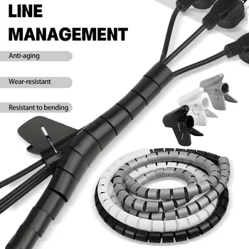 สายเคเบิลหลอดแขนยืดหยุ่นสายไฟ Bundler Wire Wrap ระบบการจัดการสายเคเบิลโต๊ะสายไฟสําหรับ Office Home TV PC คอมพิวเตอร์ 1