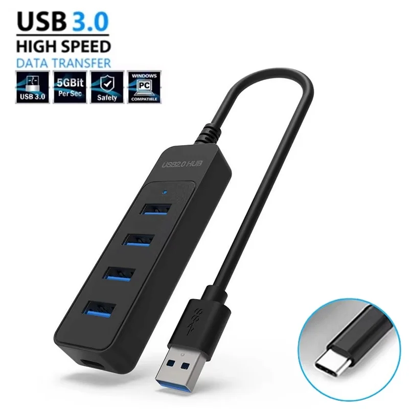 4-Port USB 3.0 Type C Hub & Power Expander Adapter