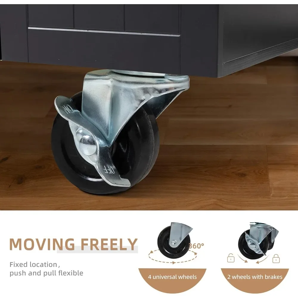 Kitchen Island Cart with Storage,Rolling Kitchen Island Side Table on Wheels with Worktop,Single Door Storage Cabinet and Drawe