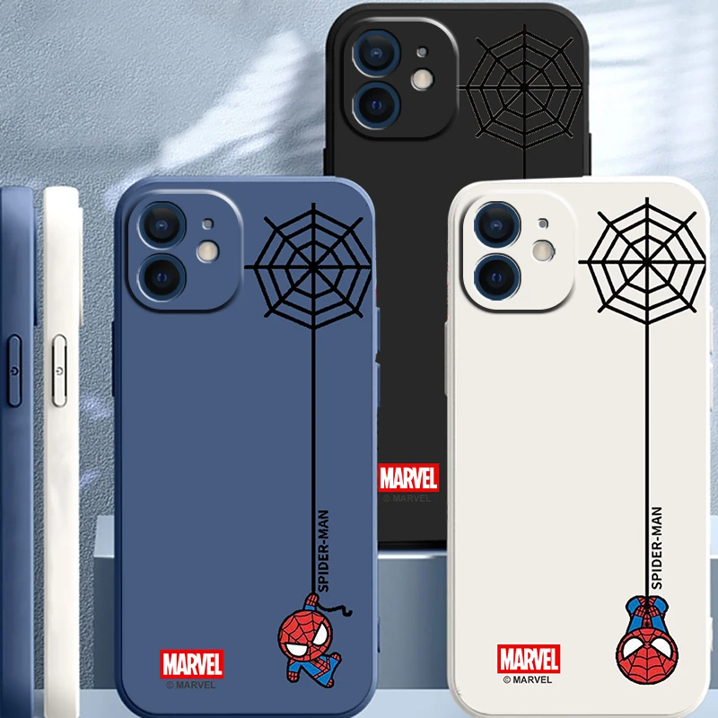 iphone 13 pro max case leather Marvel Spiderman For iPhone 13 12 11 Pro Max 12 13 Mini X XR XS Max 6 6s 7 8 Plus phone case liquid silicone funda coque Carcasa best case for iphone 13 pro max