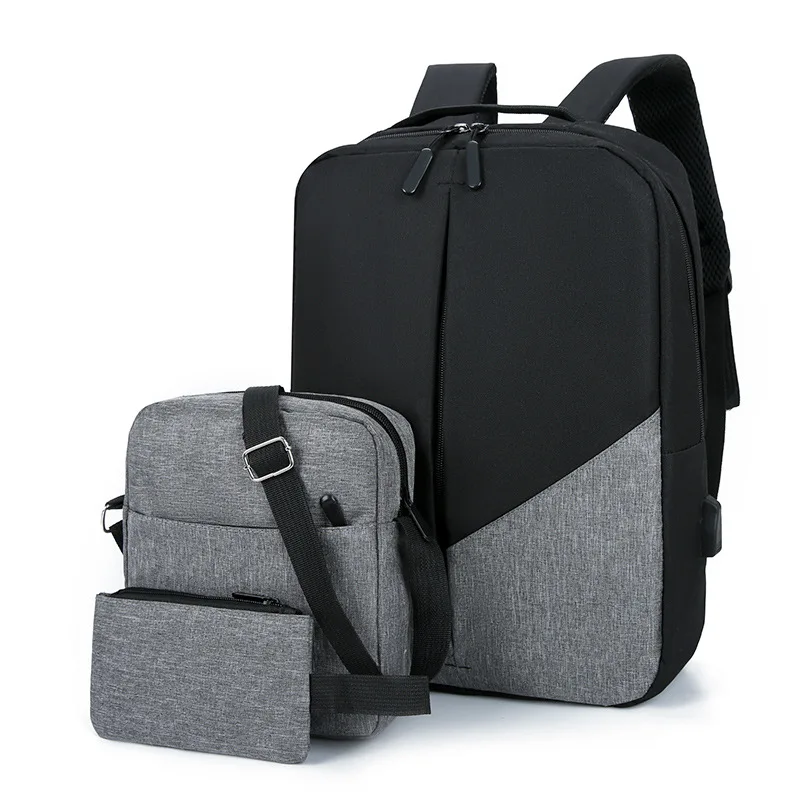 

3PCS Set Oxford Backpack Men's USB Charging Backpack Business Laptop Backbag for Men Waterproof Large Capacity Travel Rucksack
